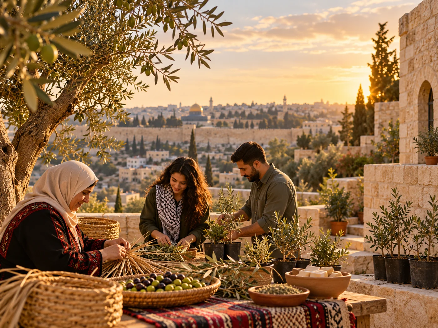 Illustrative traditional olive harvest and local heritage